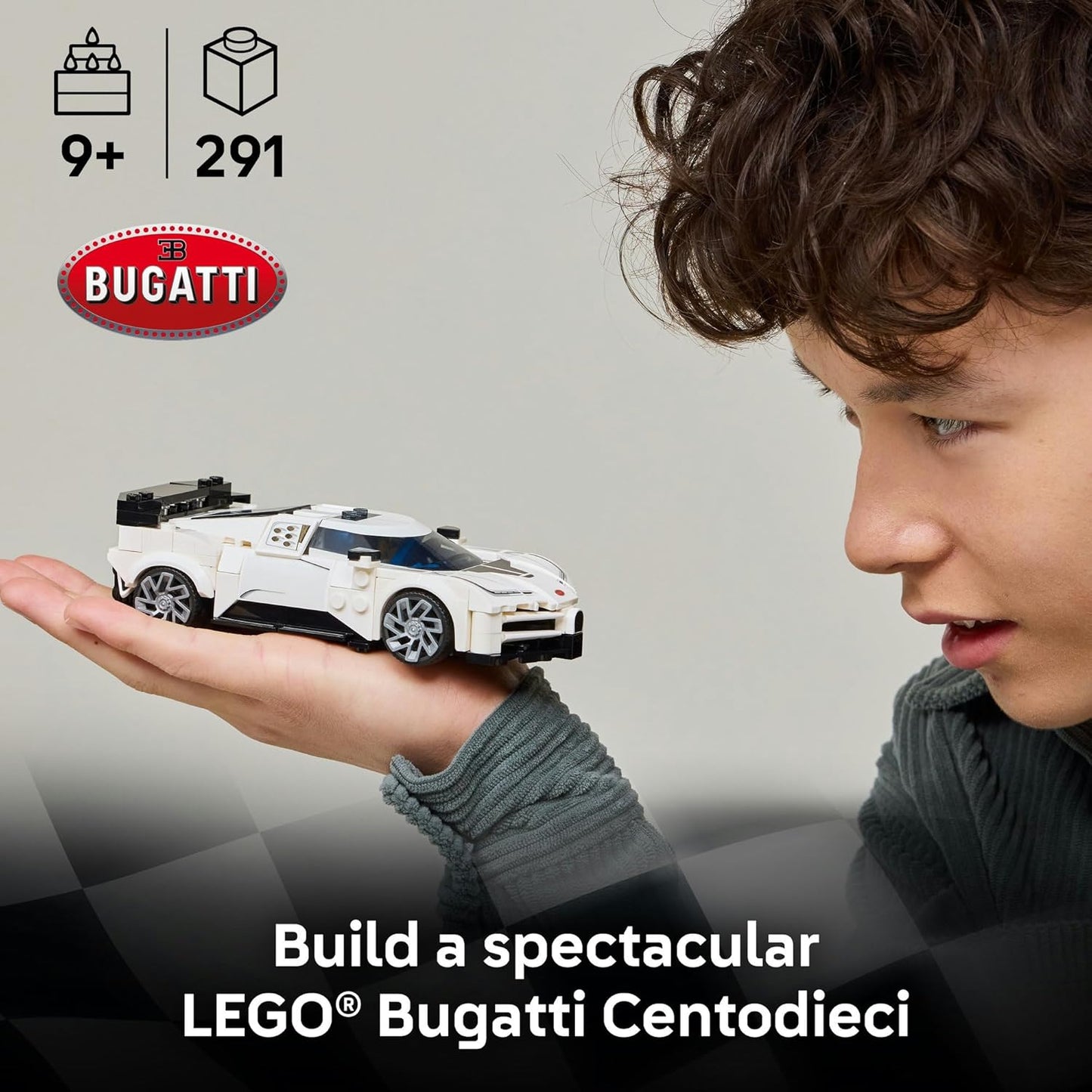LEGO® Speed Champions Bugatti Centodieci Hyper Sports Car 77240 Toy for Boys and Girls, Model Kit, Vehicle Building Set, Playset with 1 Collectible Minifigure, Toy for Kids Aged 9 and Over