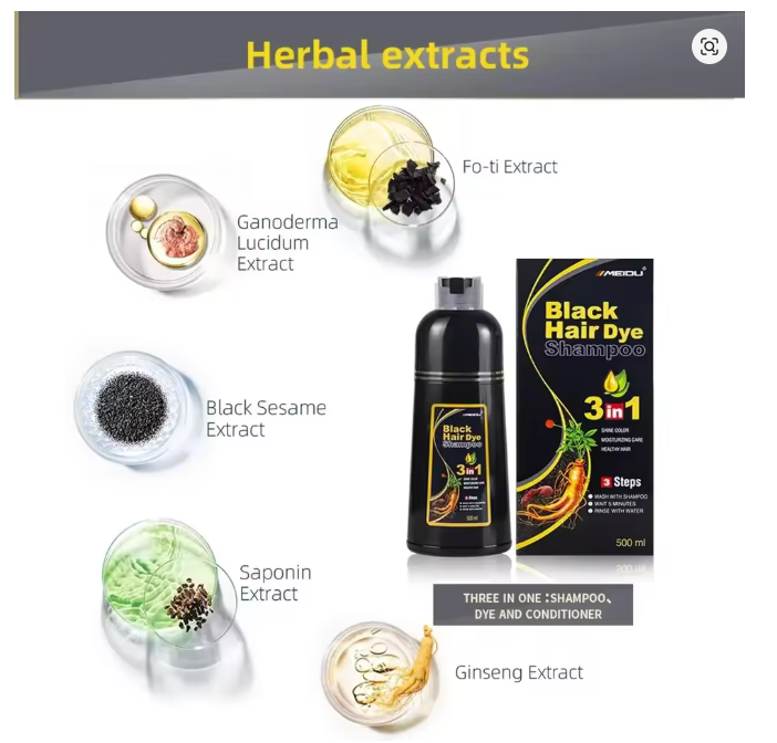 Instant Hair Colour Shampoo 3 In 1 For Hair Coverage 500ml