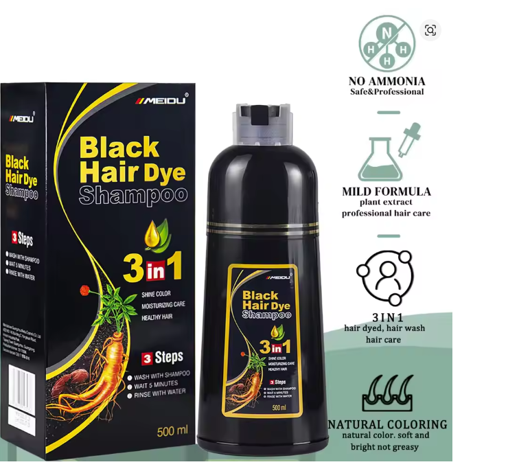 Instant Hair Colour Shampoo 3 In 1 For Hair Coverage 500ml