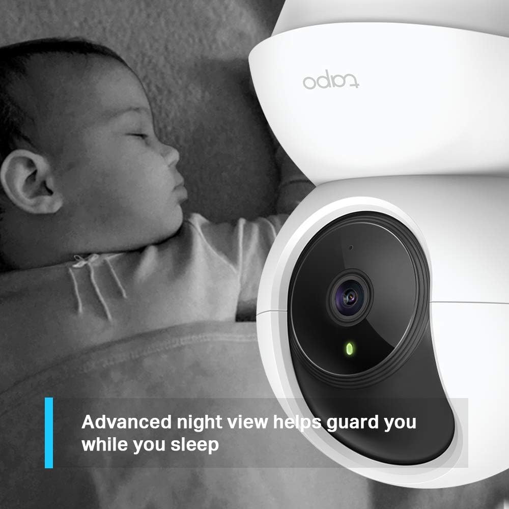 TP-Link Tapo Pan/Tilt AI Smart Home Security Wi-Fi Camera, Baby Monitor, 1080P, Motion & Person Detection, Notifications, Night Vision, SD Card Slot, Voice Control, No Hub Required (Tapo C200)