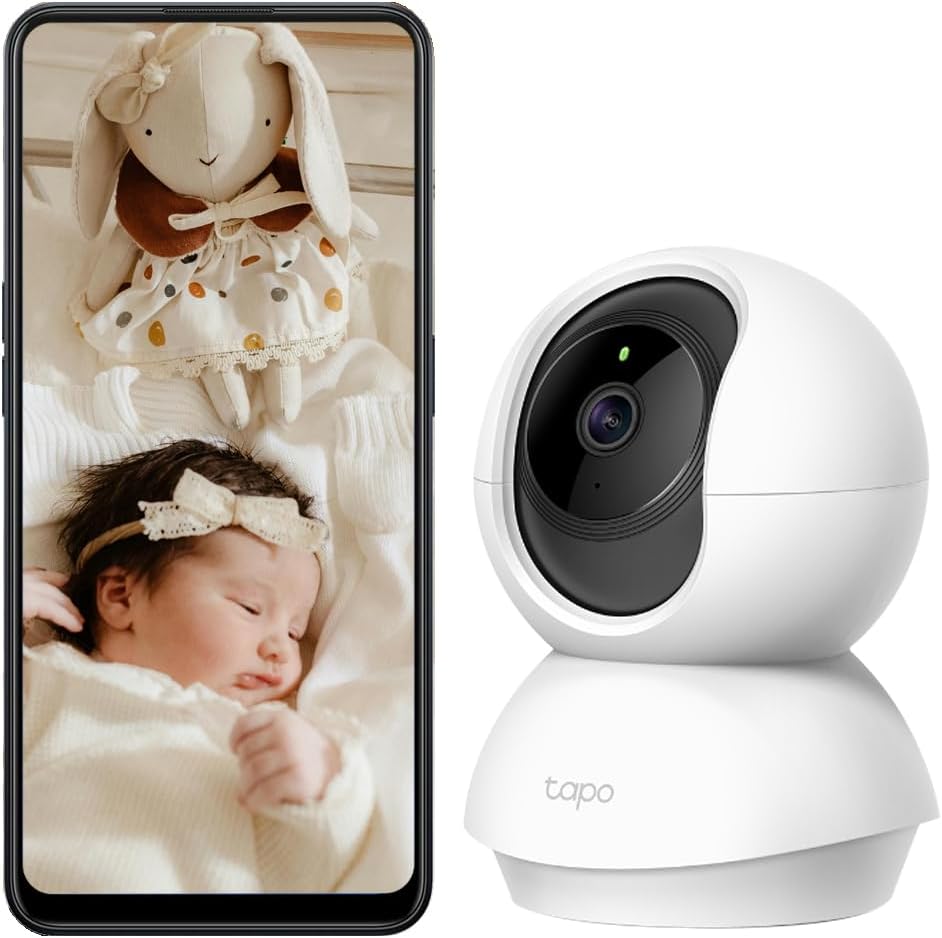 TP-Link Tapo Pan/Tilt AI Smart Home Security Wi-Fi Camera, Baby Monitor, 1080P, Motion & Person Detection, Notifications, Night Vision, SD Card Slot, Voice Control, No Hub Required (Tapo C200)