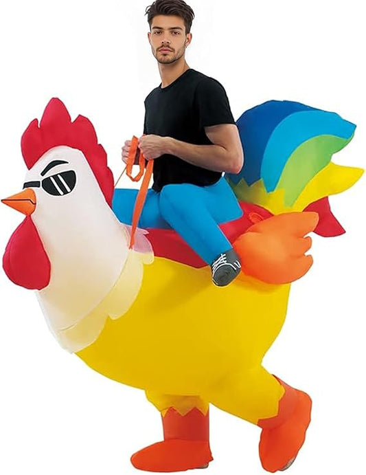 Inflatable Costume, Adult Costume, Ride-On Chicken Funny Costume, Halloween And Christmas For Men, Women And Kids, Rooster (yellow, Adult)