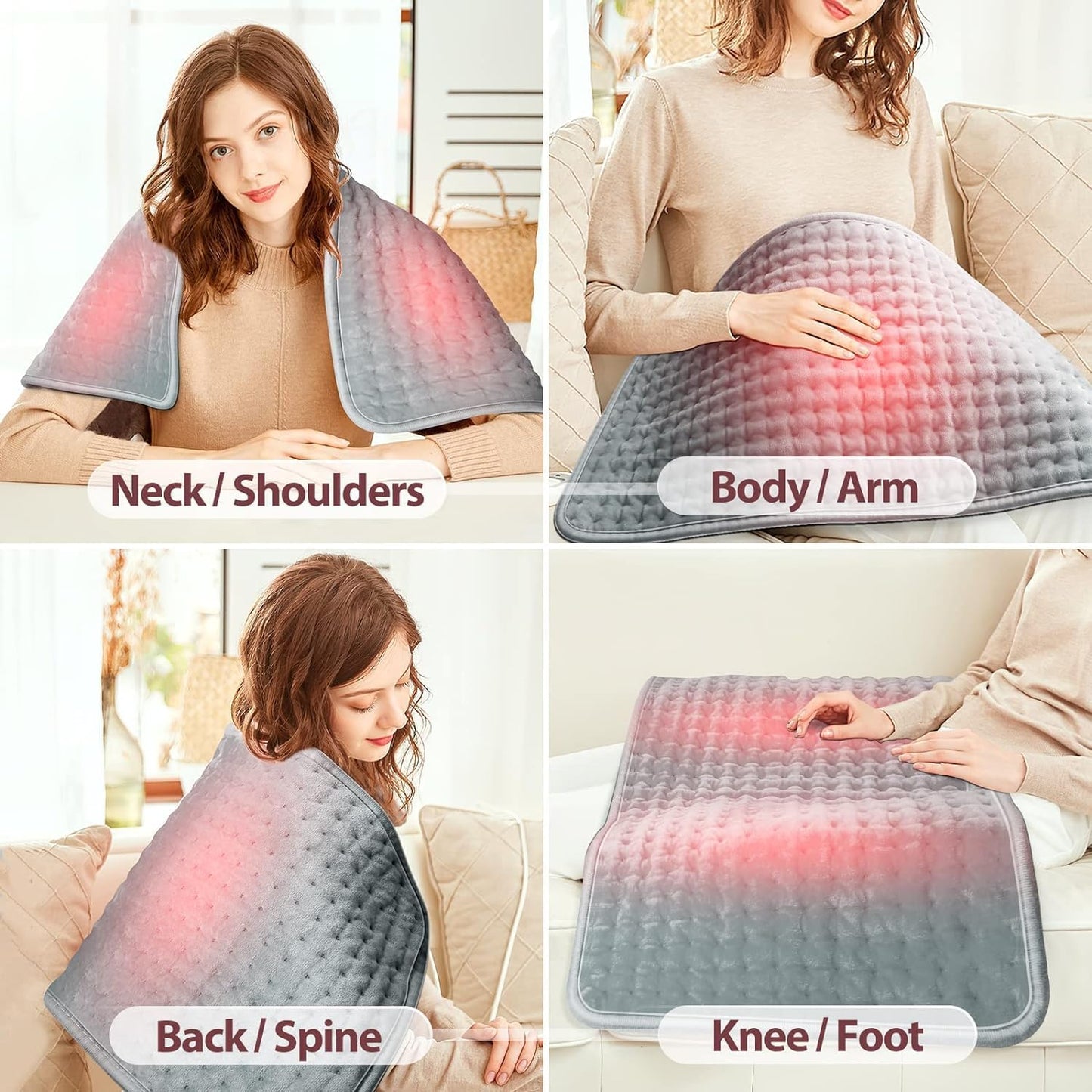 Heating Pad for Back Electric Heating Pad for Cramps Back Pain Relief with Auto Shut Off 10 Heat Settings Heat Pad Gifts for Women 30 * 60cm